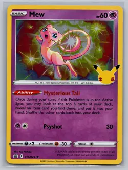 Mew 011/025 Holo Rare Celebrations Pokemon Holo Near Mint - Image 1