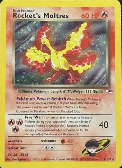 Pokemon TCG Rocket's Moltres 012/132 2000 Gym Heroes Holo Swirl NM - Image 1