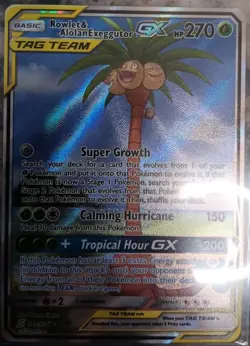 Pokemon TCG Rowlet & Alolan Exeggutor Tag Team GX Unified Minds 215/236 NM - Image 1