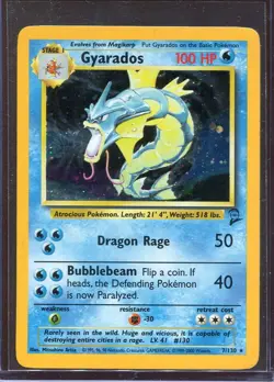 Pokemon TCG Gyarados 7/130 Base Set 2 Unlimited Holo WOTC VTG 2000 - LP - Image 1