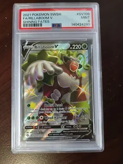 2021 POKEMON SWORD & SHIELD SHINING FATES #SV105 FA/RILLABOOM V PSA 9 MINT SV105 - Image 1