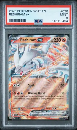 2025 POKEMON WHT EN-WHITE FLARE #020 RESHIRAM EX PSA 9 LOW POP (FREE S &H) - Image 1
