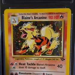 Blaine's Arcanine 1/132 Gym Challenge Holo Rare Unlimited English CGC Graded - Image 3
