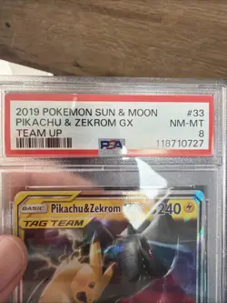 2019 Pokemon Pikachu & Zekrom GX Team Up English Sun & Moon, PSA 8 - Image 3