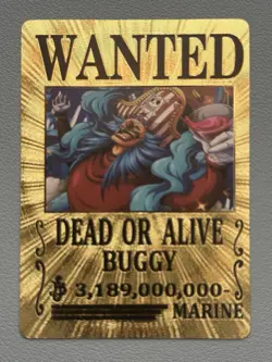 One Piece WANTED Buggy Gold Foil Fan Art Collector Card - Image 1