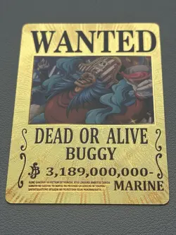 One Piece WANTED Buggy Gold Foil Fan Art Collector Card - Image 2