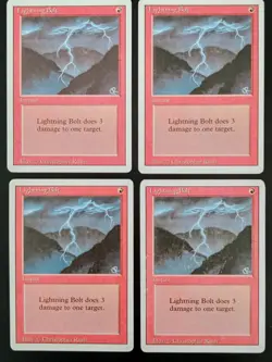 Magic the Gathering - 4 x Lightning Bolt - Revised Edition - MtG - Image 1