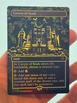 1X FOIL NEON INK YELLOW Cavern of Souls BORDERLESS MINT MTG Magic Cosmium 410B - Image 1