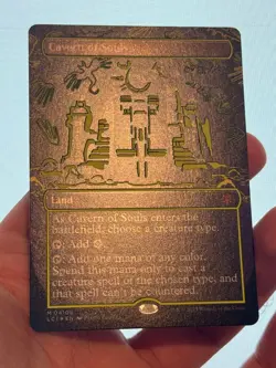 1X FOIL NEON INK YELLOW Cavern of Souls BORDERLESS MINT MTG Magic Cosmium 410B - Image 2