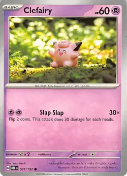 Clefairy 081/197 Common Obsidian Flames Pokemon Near Mint Yuka Morii - Image 1