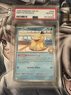 2025 POKEMON DRI EN-DESTINED RIVALS #045 MISTY'S PSYDUCK PSA 10 - Image 1