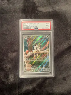 2025 Pokemon Pfl En-Phantasmal Flames #106 Meowth Illustration Rare PSA 9 - Image 1
