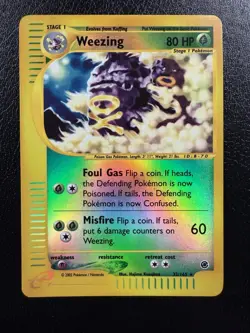 Pokemon TCG Weezing 70/165 Reverse Holo Rare Expedition Base Set MP - Image 1