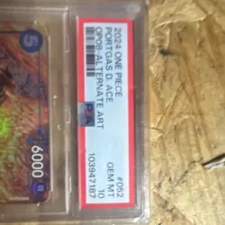Bandai One Piece CCG 2024 Portgas D. Ace OP08-052 Alt Art Holo Secret PSA 10 - Image 3