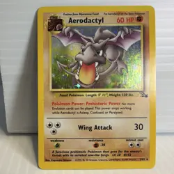 Aerodactyl 1/62 Fossil Holo Rare Unlimited Edition 60 HP Pokemon Card 1999 - Image 1