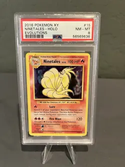 Pokemon TCG Ninetales Evolutions Holo Rare Card 15/108 Psa 8 - Image 1