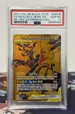 PSA 10 Pokemon Card Pikachu & Zekrom GX SM248 Black Star Promo Tag Team Full Art - Image 1