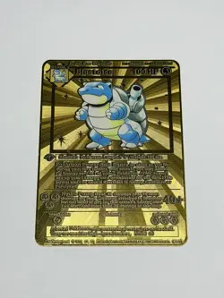 1st Edition Blastoise 2/102 Gold Metal High Quality Fan Art Card Collectible NM - Image 1