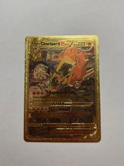 Charizard VStar Gold Shiny Card Gold Foil Pokemon Card Fan Art Display - Image 1