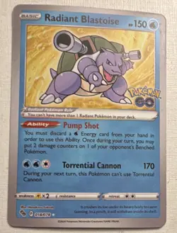 The Pokemon Company Radiant Blastoise 018/078 Pokemon GO Holo English 150 HP - Image 1