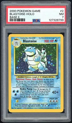 BLASTOISE 2000 Pokemon Base II Holo with Swirl #2 - PSA 7 - Image 1