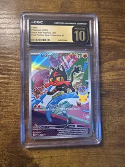 CGC Pristine 10 Pokemon Litten First Partner Illustration Promo 044 Holo - Image 1
