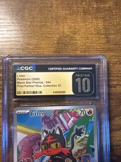 CGC Pristine 10 Pokemon Litten First Partner Illustration Promo 044 Holo - Image 2