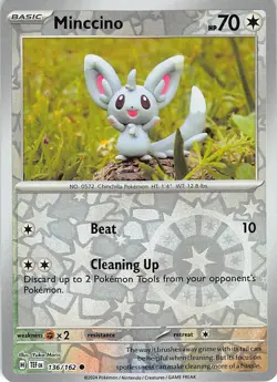 Minccino 136/162 Common Temporal Forces Pokemon Reverse Holo NM Yuka Morii - Image 1