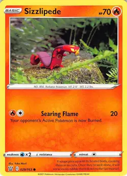 Sizzlipede 029/163 Common Battle Styles Pokemon Near Mint Yuka Morii - Image 1