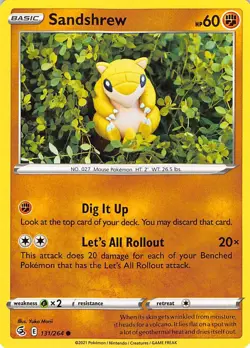 Sandshrew 131/264 Common Fusion Strike Pokemon Near Mint Yuka Morii - Image 1