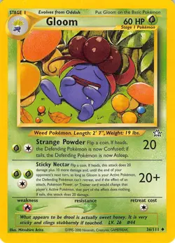 Gloom 36/111 Uncommon Neo Genesis Pokemon Unlimited Lightly Played - Image 1