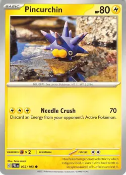 Pincurchin 072/193 Common Paldea Evolved Pokemon Near Mint Yuka Morii - Image 1