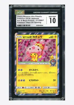 Pokemon CGC10 GEM Cherry Blossom Afro Pikachu PROMO 2018 211/SM-P PM Center JPN - Image 1