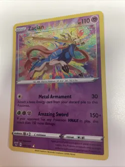 Zacian 082/185 Amazing Rare SWSH04: Vivid Voltage Pokemon Card NM Free Shipping - Image 1