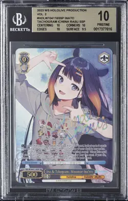 2023 WEISS SCHWARZ HOLOLIVE VOLUME 2 INA & TAKOGRAM, NINOMAE INA'NIS SSP BGS 10 - Image 1