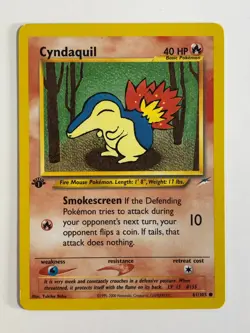 Pokemon TCG 1st Edition Neo Destiny Cyndaquil 41/105 Near Mint - Image 1