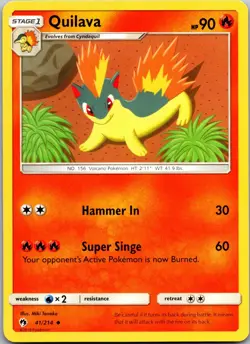 Quilava 41/214 Uncommon Lost Thunder Pokemon Near Mint - Image 1