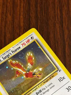 Damaged Pokemon TCG Lt. Surge's Fearow 7/132 Gym Heroes Holo Rare English 1999 - Image 3