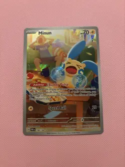 Pokemon Minun 194/182 SV04 Paradox Rift Illustration Rare Full Art Holo 70 HP - Image 1
