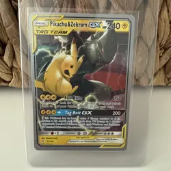 2019 Pokemon Championship Pikachu & Zekrom Gx 33/181 Sm-team Up Holo - Image 1