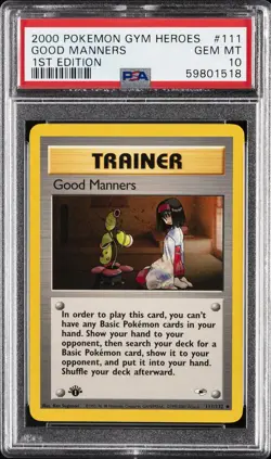 2000 POKEMON GYM HEROES 1ST EDITION #111 GOOD MANNERS PSA 10 - Image 1