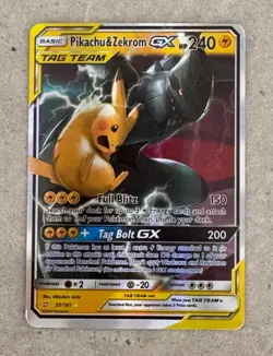 Pikachu & Zekrom GX ULTRA RARE 33/181 SM Tag Team Up Pokemon TCG Holo Foil - LP - Image 1