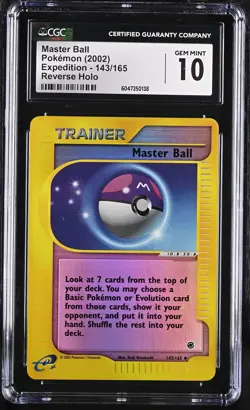 CGC 10 GEM MINT Master Ball Expedition 143/165 Reverse Holo Pokemon Card - Image 1