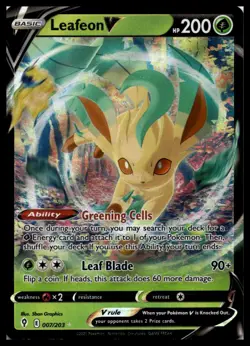 Leafeon V 007/203 SWSH07: Evolving Skies Pokemon Card | NM - Image 1