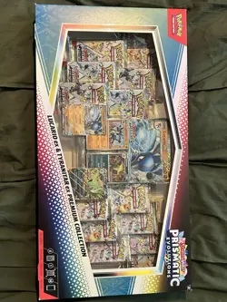 Prismatic Evolutions Lucario Ex & Tyranitar Ex Premium Collection Pokemon Card - Image 1