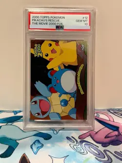 2000 Topps Pokemon Movie Card PSA 10 Foil Pikachu Squirtle Marill - Image 2