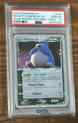 PSA 10 Rocket’s Snorlax EX 104/109 Pokemon Card Gem Mint Rare Holo - Image 3