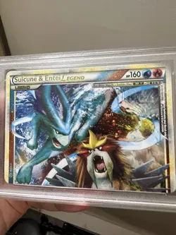 Pokemon Heatgold & Soul Silver Unleashed Suicune & Entei Legend-Holo PSA 8 SWIRL - Image 2