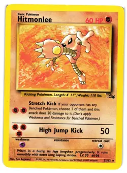 Pokemon TCG Hitmonlee Rare Unlimited Fossil 22/62 MP - Image 1