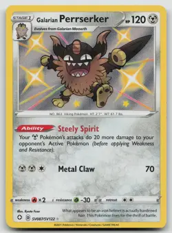 Galarian Perrserker SV087/SV122 Shining Fates Shiny Vault Pokemon Holo NM - Image 1